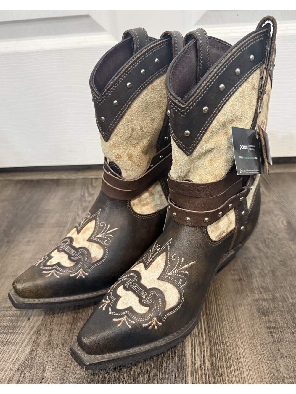 Rockin Country Collection Brown Leather Cowgirl Boots Women's Size 7.5 W NWT